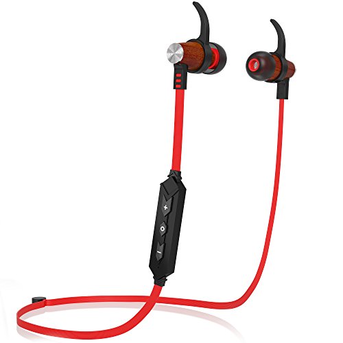 Symphonized XTC Wireless Earphones, Bluetooth Stereo in Ear Headphones, Active Earbuds with in-Line Mic and Volume Controls, for Gym, Sport, Travel (Red)