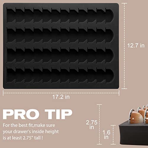 Ramieyoo Coffee Capsule Storage Drawer Tray,Drawer Insert Organizer Holds 48 Pods Compatible With Nespresso Vertuo Vertuoline Capsules For Kitchen,Home,Office(Waterproof/Washable),Foam,Black #TOP5