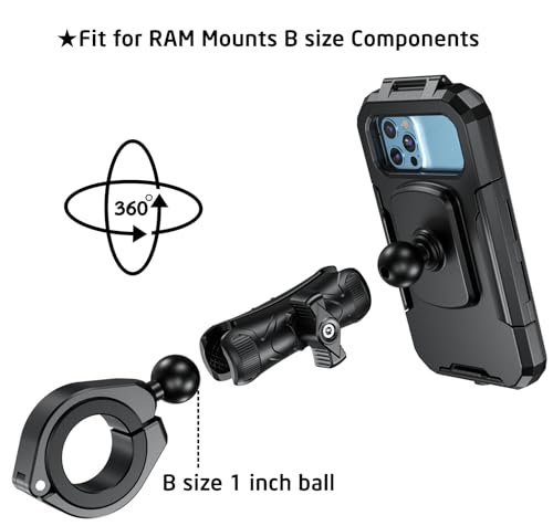 iMESTOU Waterproof ATV Phone Mount with Aluminum 1" Ball Large Clamp Mount Adapter Fits for ATV UTV 1.5''/1.75''/1.85''/2''/2.1'' Handlebars, Suitble for 5.5"-6.8" Smartphones (Size L) by iMESTOU - Image 7