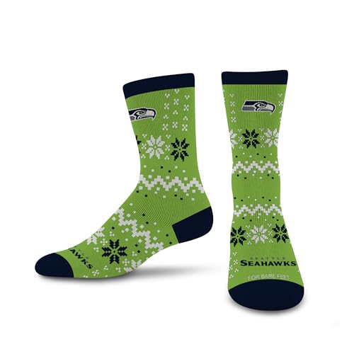 For Bare Feet NFL SEATTLE SEAHAWKS Team Sweater Crew Sock Team Color LARGE