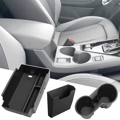 3Pcs Center Console Organizer Compatible with Subaru Crosstrek Wilderness 2026 2025 2024 Impreza Interior Accessories - Center Console Storage Box Tray & Cup Holder Liner Insert