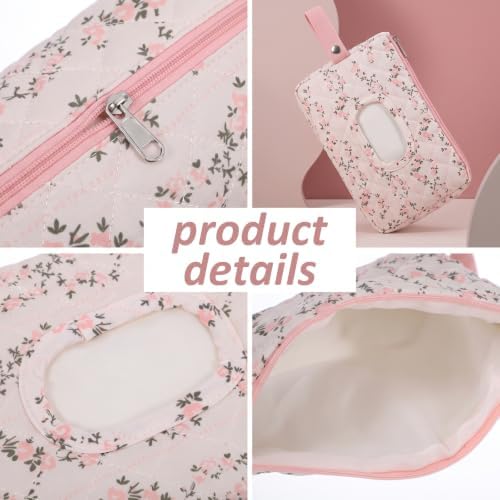 Quilted Baby Wipe Holder, Portable Quilted Wipes Bag - 3