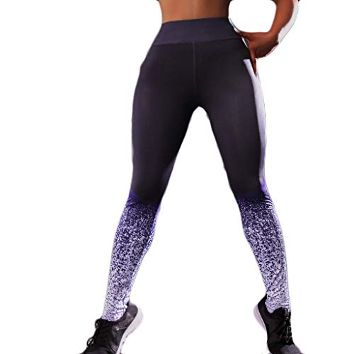 VPASS Mujer Pantalones Yoga elásticos Impresión Pantalones Mayas Deportes Fitness Gym Pantalones Transpirables Pantalones Leggings Deportivos Largos Deportivos Push up Mallas