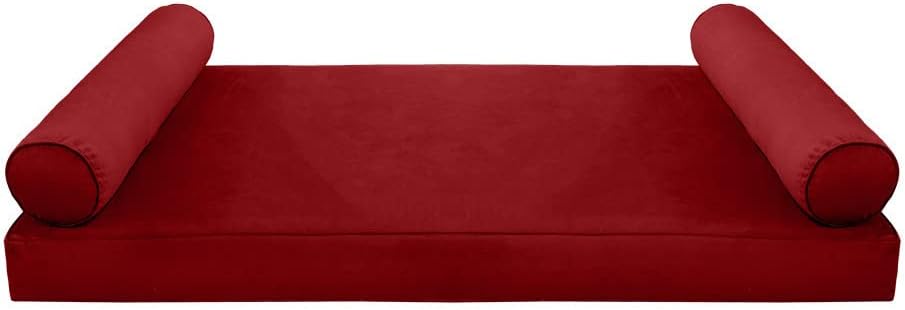 Prolinemax Style V5 Twin-XL Size Pipe Trim Velvet Indoor Daybed Mattress Bolster Pillow Complete Set AD369
