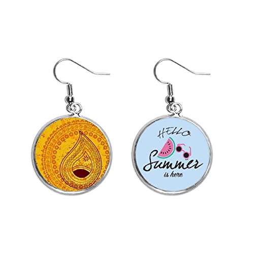 Pendientes de sandía amarillos ligeros de tela para lóbulos sensibles este verano