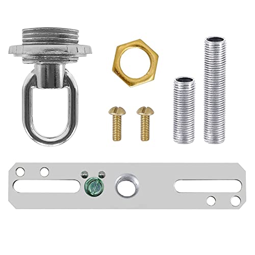 Image of ECUDIS Light Fixture Cross Bar Kit, 1 /4 IP Center Lamp Screw Collar Canopy Hardware Set (Nickel, Pack of 1)