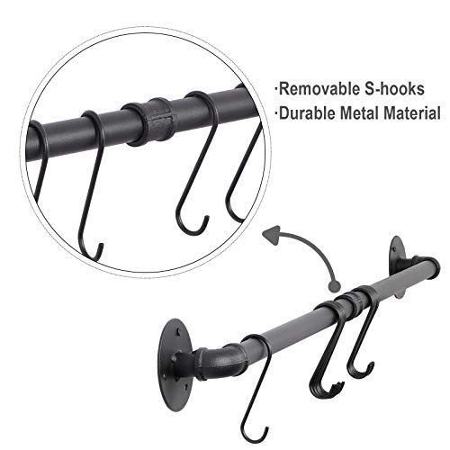 Oropy 39 Inch Pot Bar Rack Wall Mounted Detachable Pans Hanging Rail Kitchen Lids Utensils Hanger With 14 S Hooks Black #TOP5