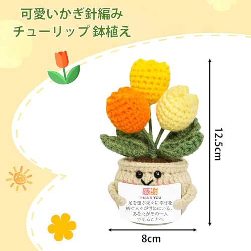 Matomtak かぎ針編み チューリップ 鉢植え 可愛いおしゃれ 手作り 手編み チューリップ 毛糸の花 アートフラワー 手織り置物 ニット造花 インテリア 卓上 飾り 枯れない花 クリスマス 誕生日 記念日 教師の日 プレゼント 贈り物