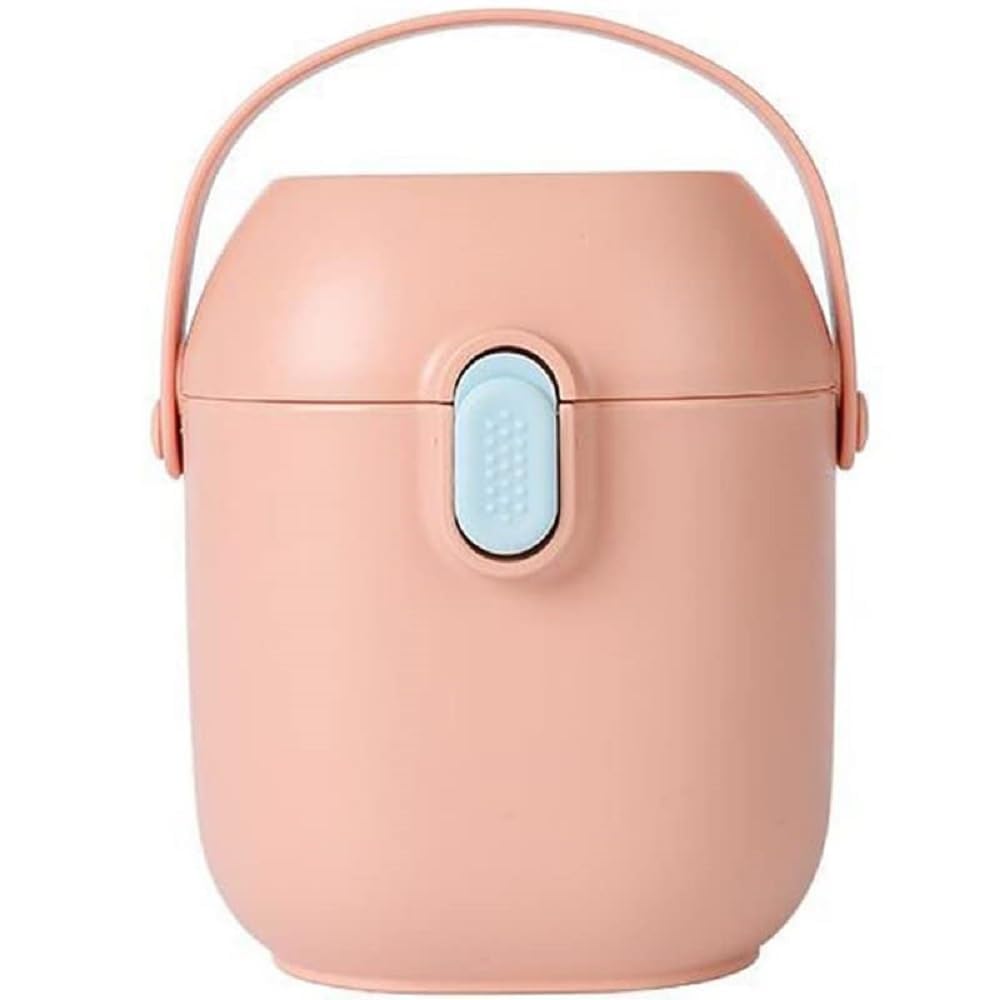 DTR Creation Baby Milk Powder Formula Dispenser with Carring Handle and Scoop Box | Multifunctional Snack Meal Box Storage Container First Feed Box with Wheel for Baby (Peach)-picture-18