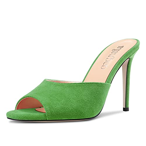 Image of TNYNFBEB Women Stiletto High Heel Peep Open Toe Sandals Slingback Slip-on Wedding Office Cute Basic Classic 3.9 Inches Heels