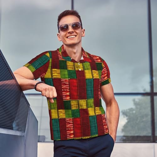 Polo respirant style africain imprimé chic finitions patchwork de haute qualité - 7