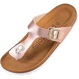 graceland pantolette gold Farbe: Metallic Matt Rose Palado Damen Zehentrenner Kos - Modische Pantoletten mit Natur Kork-Fussbett - Frauen Schuhe mit Sohle aus feinstem Veloursleder - angenehme Sandalen Metallic Matt Rose 38 EU