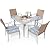 YITAHOME 5-Piece Patio Dining Set, Outdoor Wicker Conversation Furniture w/2" Umbrella Hole Imitation Wood Grain Dining Table for Backyard, Balcony and Garden