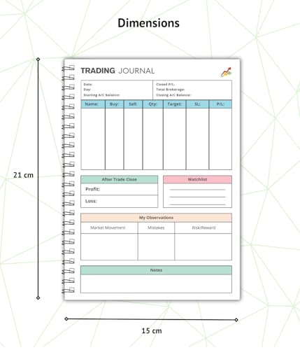 Image of TimeWise Stock Market Trading Journal A5 Size Notebook Day Trade Log Journal Unruled 140 Pages (Multicolor)