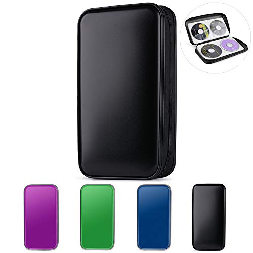 CD Case,Coofit 80 Capacity DVD Storage DVD Case VCD Wallets Storage Organizer Flexible Plastic Protective DVD Storage Black - Thumbnail 4