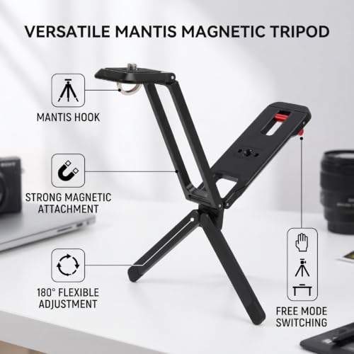 Trípode magnético para teléfono evita caídas con su rotación de 180° y base de metal 1/4 2