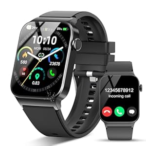 STECEi Smart Watch for Men Women Answer/Make Call, 1.85″ HD Smartwatch with Heart Rate/Sleep/Steps Monitor, 110+ Sports Fitness Watch, IP68 Waterproof Activity Tracker Watch for Android iOS, Black