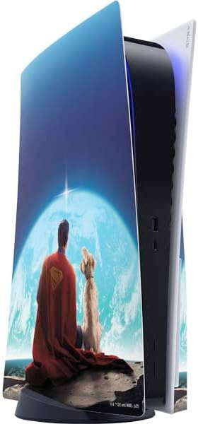 Skinit Decal Gaming Skin Compatible with PS5 Console - Officially Licensed Superman 2025 Superman & Krypto Watch The Earth Design