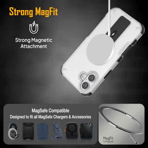 Image of ZAP CASE Matte Kickstand Case for iPhone 16 Plus | Magsafe Compatible | Premium Polycarbonate Back + Flexible TPU Bumper | Foldable Stand | Military-Grade Drop Protection | Anti-Fingerprint | White