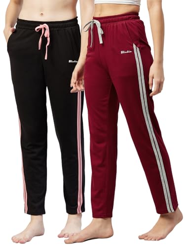 Image of BLINKIN Women Cotton Stribed Casual Style Pyjamas|Lowers With 2 Side Pockets : Ideal For Night Wear & Comfort Wear - The Ultimate Relaxed Fit Track Pants (Combo-608)