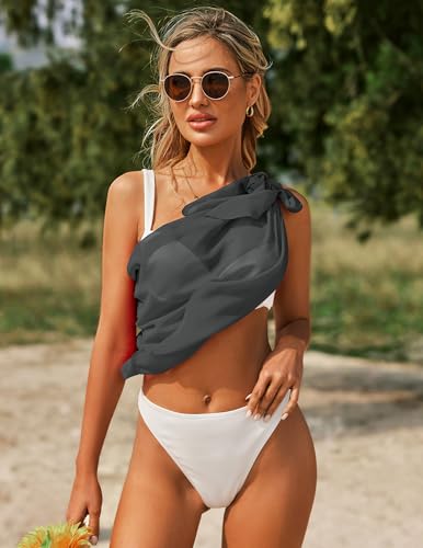 Image of Ekouaer 2 Pieces Women Beach Sarongs Sheer Cover Ups Chiffon Bikini Wrap Skirt for Swimwear S-XXL