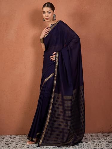 Image of AKHILAM Women's Kanjivaram Woven Soft Silk Saree With Blouse Piece