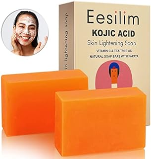 Kojic Acid Skin Brightening Soap 65g/ 2Bars, Hyaluronic Acid,Tea Tree Oil for Smooth Face & Body,Dark Spot,Acne Scars Eliination for Freckles for Men/Women All Skin Types