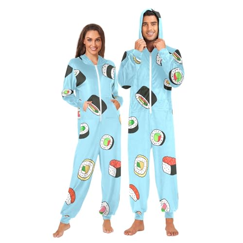 Ropa de dormir de sushi divertida con capucha pijama de invierno para sofá 3