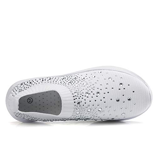 Image of GOSPT Women's Mesh Sport Shoes Rhinestone Glitter Slip On Ballroom Jazz Latin Dance Sock Sneakers