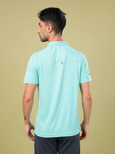 Image of TECHNOSPORT Men's 100% Polyester Slim Fit Self-Design Half Sleeve Polo T-Shirt with Double Cool, SPF50+ Properties for Gym, Workout 7 Regular Use