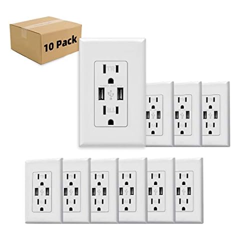 USB Outlet, High Speed Receptacle 3.1A Charging Capability, Child Proof Safety Duplex Receptacle 15 Amp, Tamper Resistant Wall Socket Plate Included UL Listed MICMI (3.1A USB Outlet 10pack) Cover