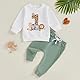 Baby Jungen Sein 1. Erster Geburtstag Bekleidungsset 2PCS Cartoon Tiere Buchstaben Ein Druck Langarm Sweatshirt Hose mit Kordelzug Ein Jahr alt Geburtstagsfeier Kleidung Set (Weiß, 12-18 Months)
