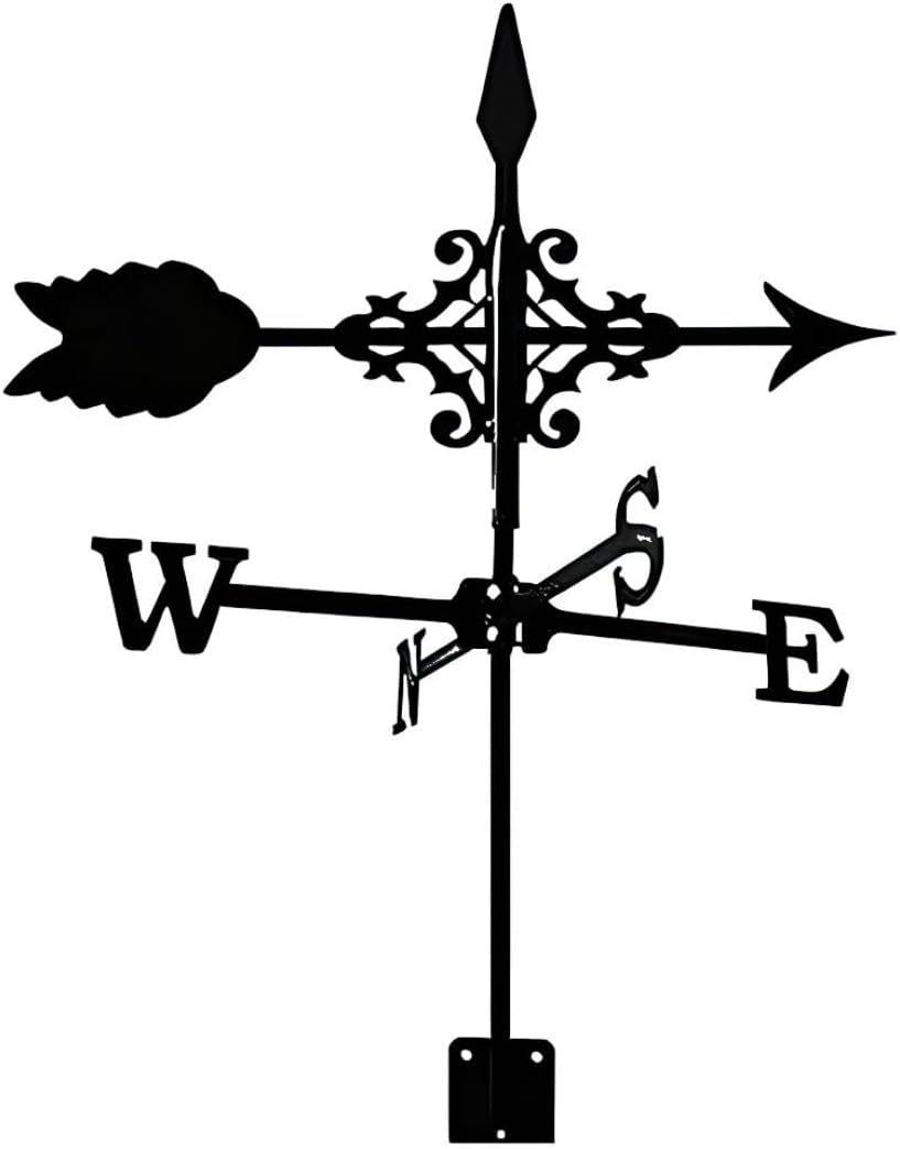 Metal Weather Vane Cat Rooftop Weathervane Black Rust-Proof Wind Direction Indicator for Garden Decor Fence Cottage Farmhouse Roof (Arrows)