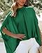 BTFBM Womens Summer Tops 2025 Fall Mock Neck Batwing Sleeve Shirts Loose High Low Hem Oversized Dressy Casual Blouses(Green, Small)