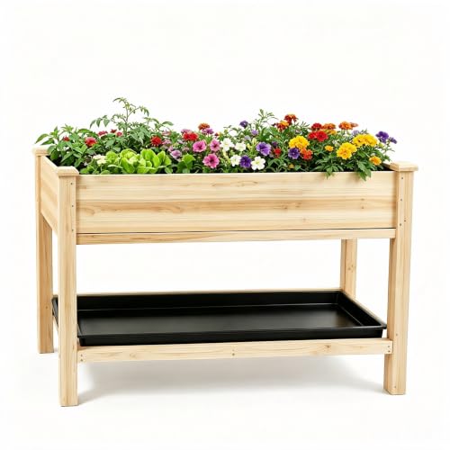 YILMVANY Wooden Raised Garden Bed with Lower...