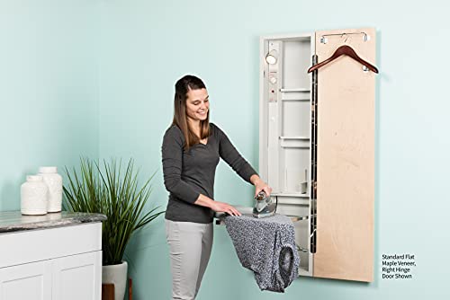 Iron-A-Way Built-In Ironing Center with 46 Inch Swiveling Ironing Board, Electrical System, Hot Iron Storage and Raised White Panel Door-AE46RWU