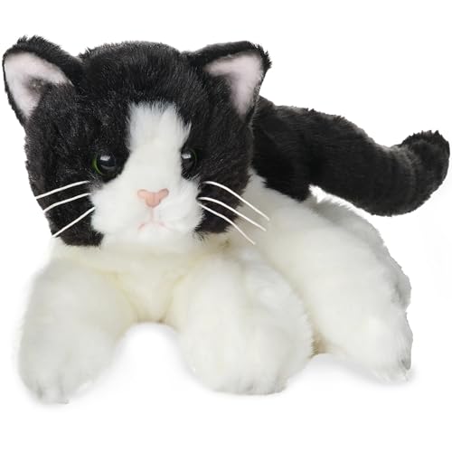 Image of Bearington Domino Cat Stuffed Animals - 15 inch Realistic Tuxedo Cat Plush - Black and White Kitty Plushies with Soft Fur and Lifelike Details - Adorable Cuddly Gift for Kids and Adults