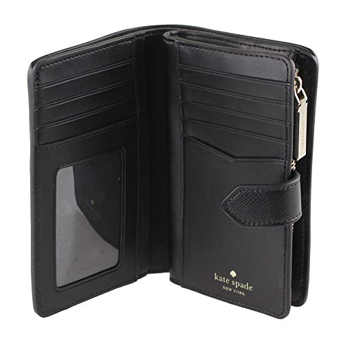 Kate Spade New York Staci Medium Compact Bifold Wallet Saffiano Black #TOP2