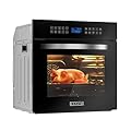 Empava 24 inch Electric Single Wall Oven with 10 Cooking Funcitons, Stainless Steel Built-in Convection System with Screen Touch Control, 360° Rotisserie
