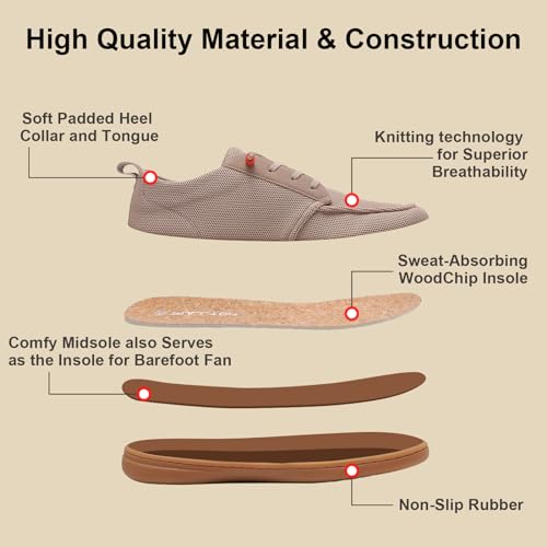 Image of Men's Barefoot Wide Toe Box Shoes - Minimalist Barefoot Shoes with Zero Drop Sole Extra Wide Slip on Walking Shoes for Men