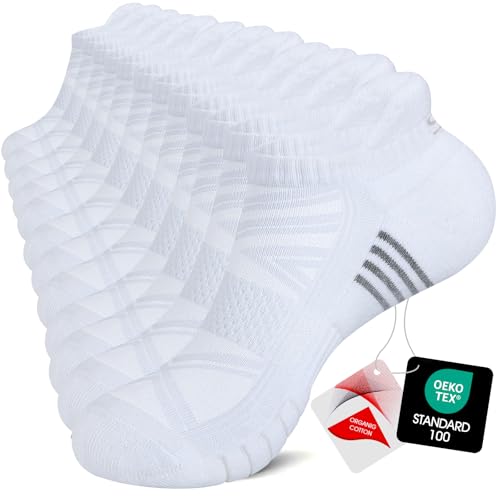 Image of TANSTC Athletic Running Ankle Socks,6Pairs Cushioned Low Cut Anti-Blister Tab Sports Sock Men Women