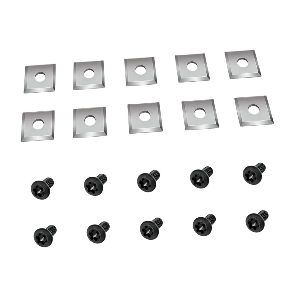 20pcs/Set Tungsten Carbide Cutters with Screws Kit, Square Straight Blade Wood Lathe Turning Inserts(12MM)
