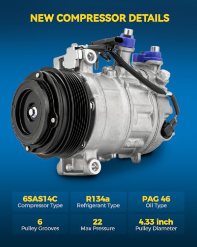 Image of PHILTOP Air Conditioner AC Compressor for Mercedes-Benz C300 2015-2021,E300 2017-2019,E350 2020-2022,GLC300 2016-2022,E450 2019-2020,E400 2018,Metris 2016-2021,C43 AMG 2017-2021,GLC350e 2018-2020