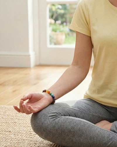 Image of 7 Chakra Bracelet for Men Women, Natural Healing Crystals for Anxiety Gift | 8mm Lava Rock Essential Oil Diffuser with Adjustable Cord, Spiritual Crystals Jewelry Yoga Gift, Energy Balancing, Unisex