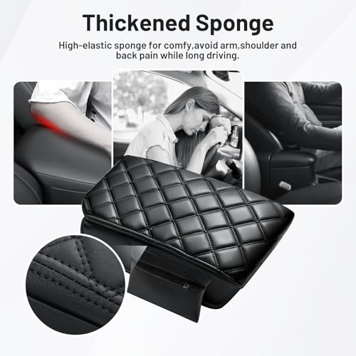 Image of Autorder Center Console Cover for 2011-2019 2020 2021 Jeep Grand Cherokee Accessories Armrest Cover Anti-Scratch Middle Console Pad Leather Armrest Protector