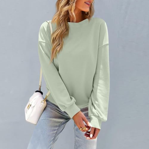 Image of Women Crew Neck Sweatshirts Fall Casual Oversized Sweat Shirts Long Sleeve Cute Preppy Sweatshirt Comfort Pullover