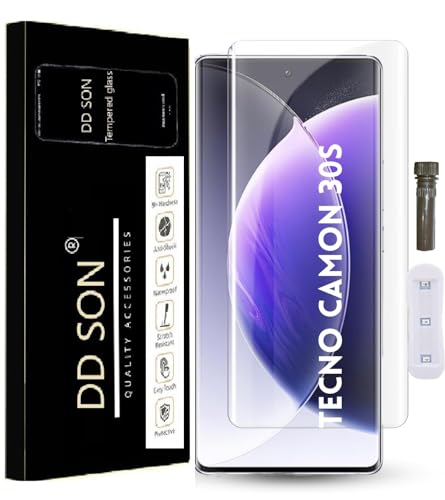 Image of DD SON Premium UV Tempered Glass Screen Protector Compatible For Tecno Camon 30s (6.78 Inch, Pack of 1) Smartphone (Pack Of 1) With Edge To Edge Full Coverage UV And Easy Installation Kit