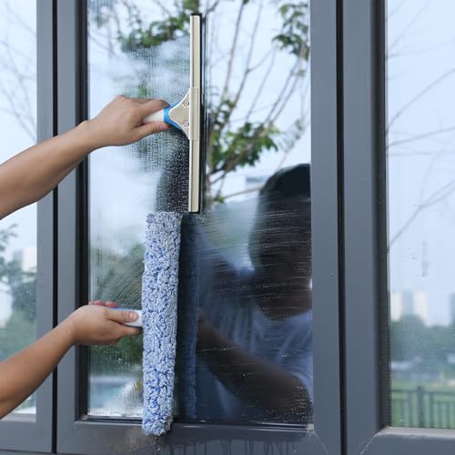 Mitclear Professional Window Cleaning Kit 14IN, with Silicone Squeegee Blade, Microfiber Scrubber & Cloth, Windows Cleaning Tools, All-in-one Window Washing Supplies, Commercial & Household Use by Mitclear - Image 2