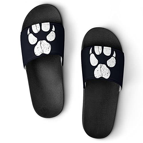 Home slides pour femme confortables et sandales de douche antidérapantes empreinte de loup