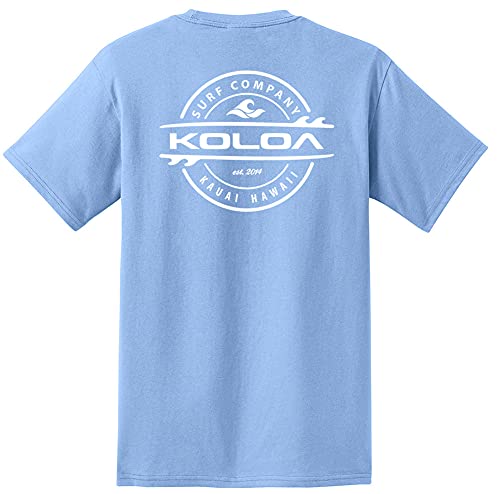 Joe's USA Koloa Men's Pocket T-Shirts 2 Sided Thruster Logo Tees-M-LightBlue/w